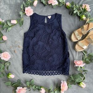 Navy blue flower top Merona